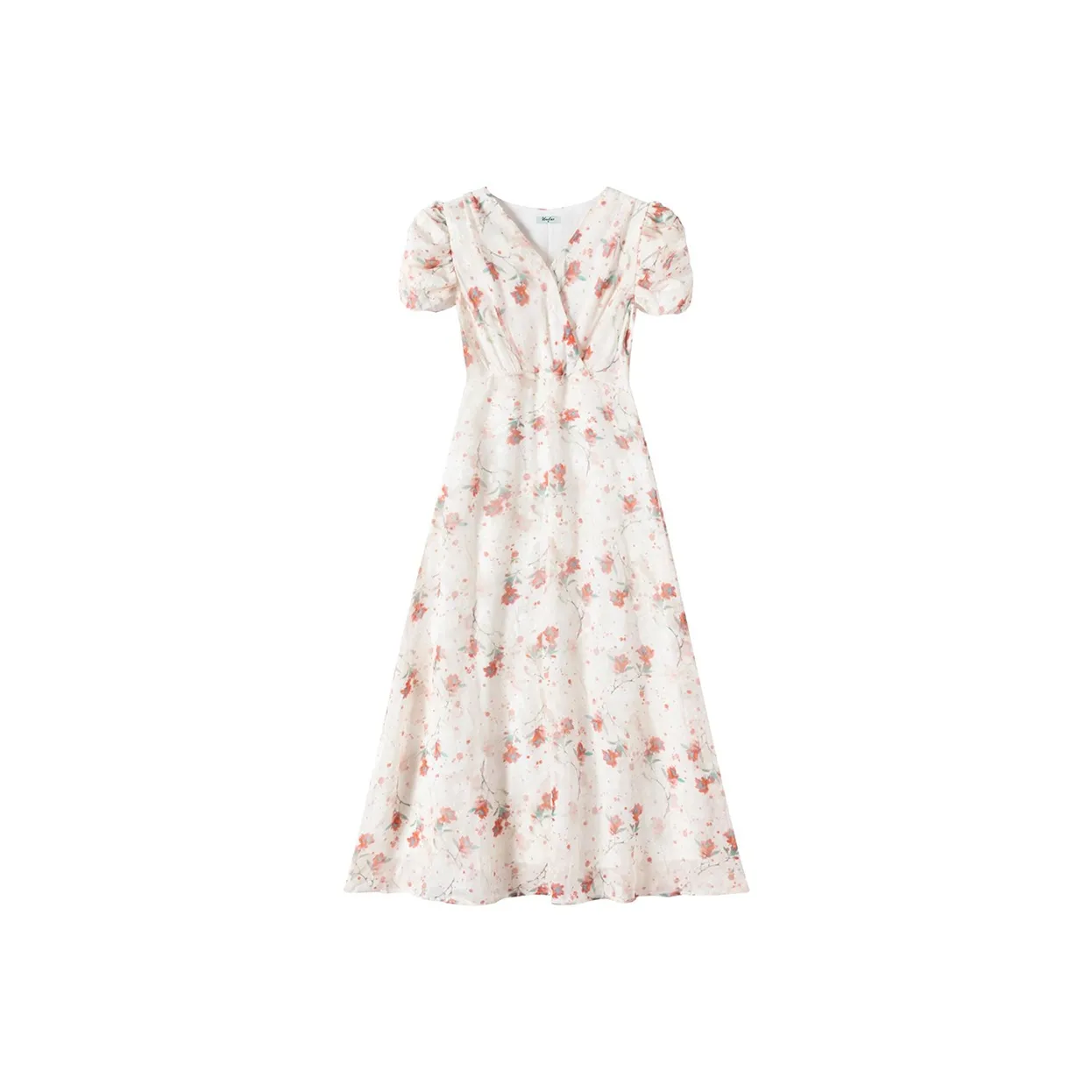 WOVLAS Короткий рукав Платье Женское Бегония Многоцветное