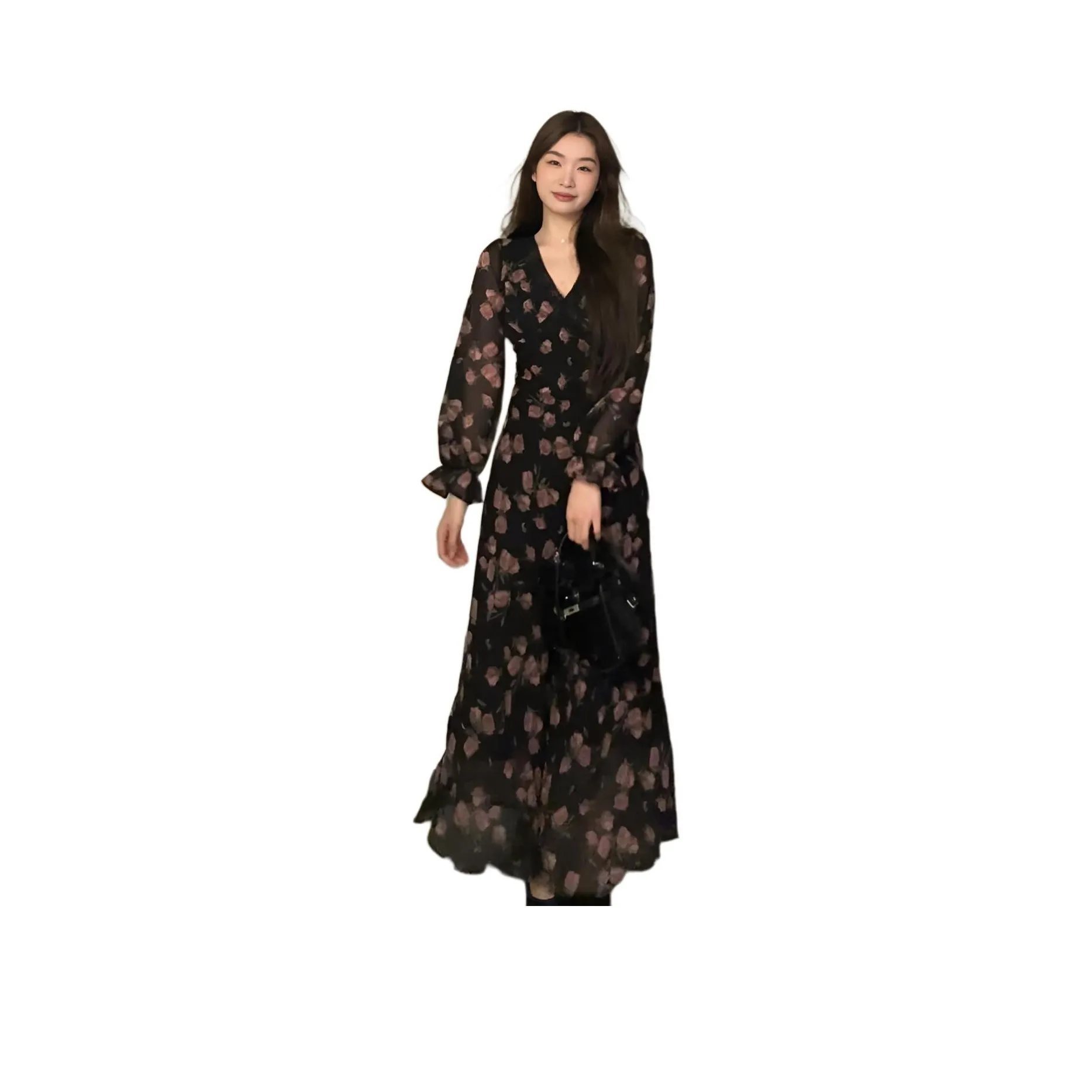 LADYXIEXIE Длинное платье с длинными рукавами женское