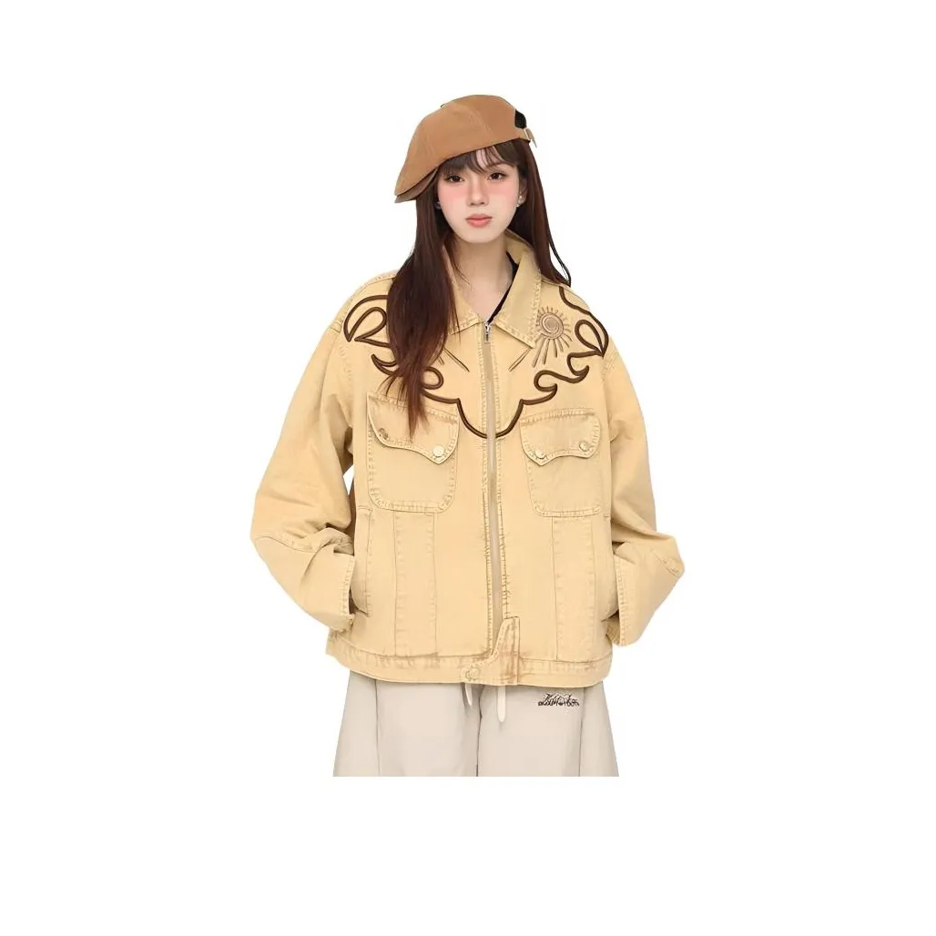 OURUOKE Желтый Женские Джинсовые Куртки