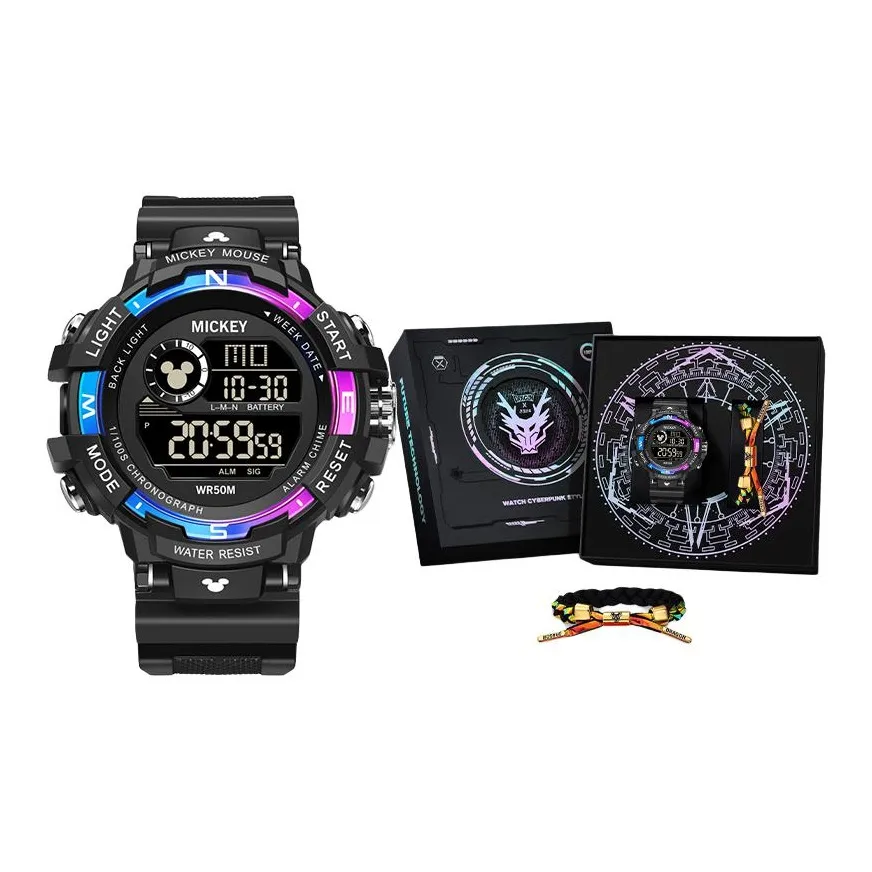 Disney Mickey Series Электронный Механизм TPU Ремешок Часы Мужские Черный Циферблат