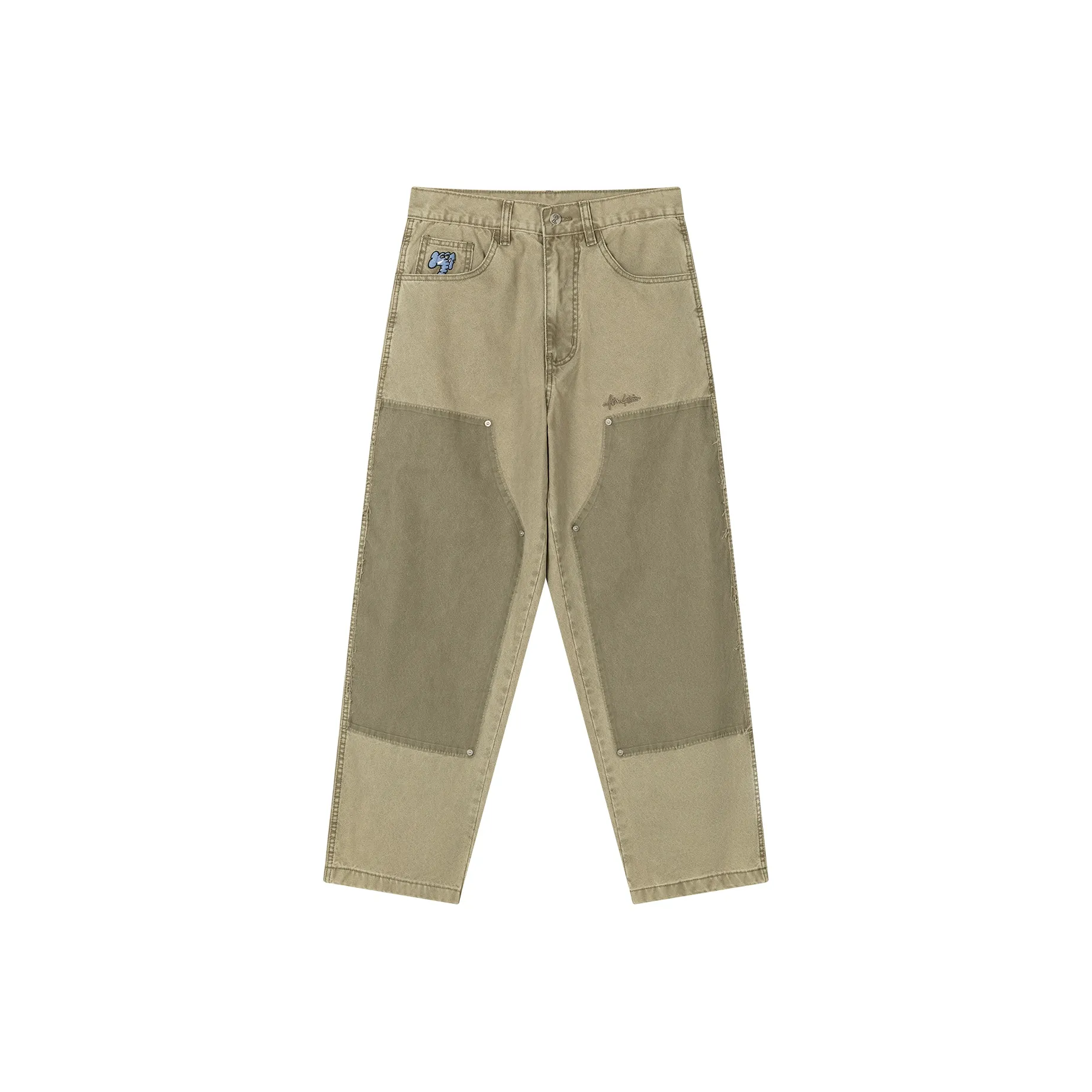 MIND ERROR Светло-серый зеленый унисекс джинсы