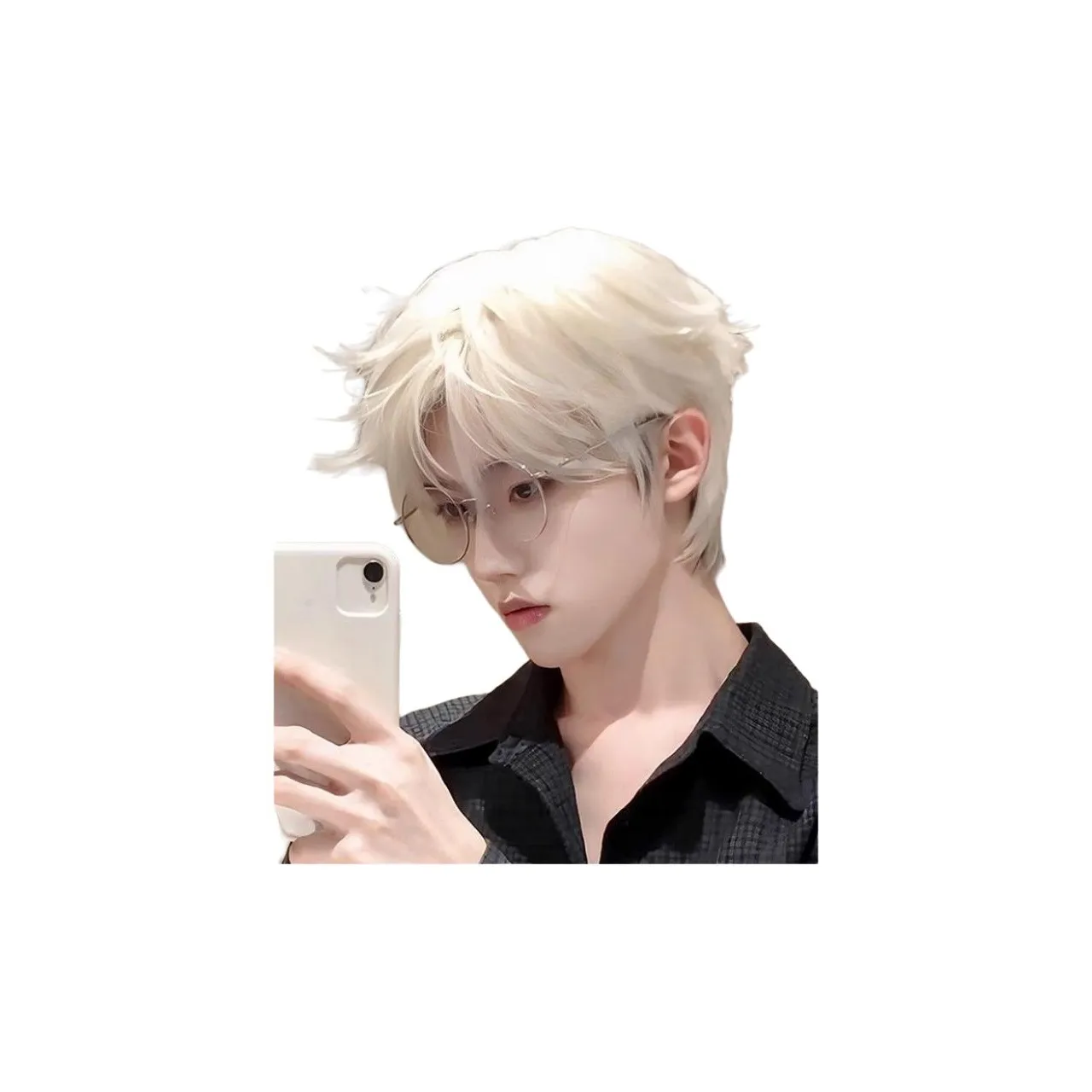 GLUNA Differential Cracked Plate Белый золотой Мужской Короткие волосы Мужская парик Высокая температура Пряжа