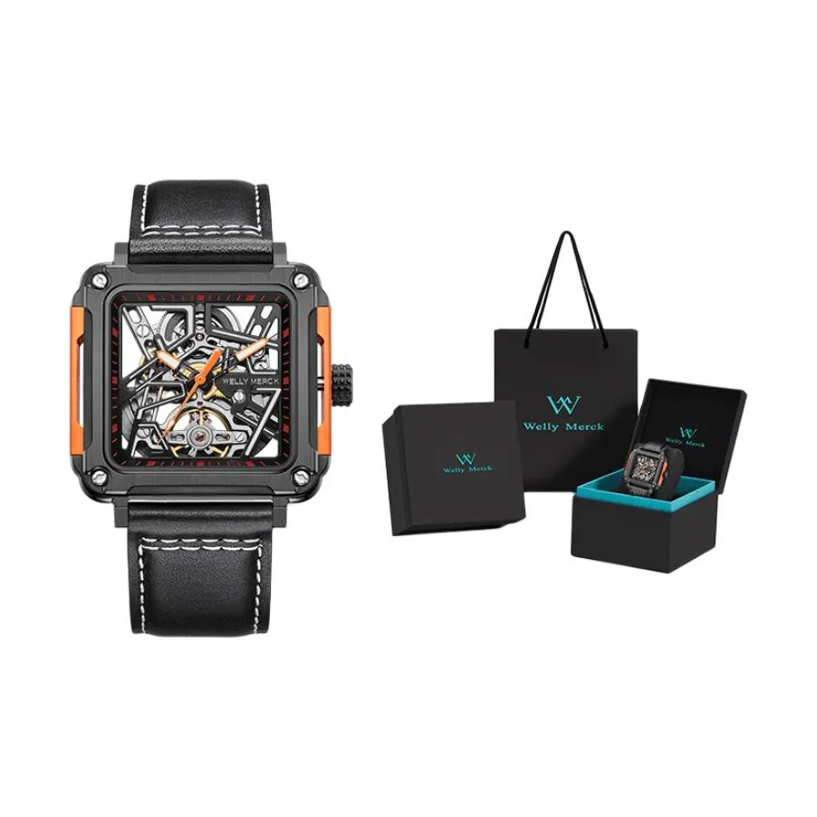 Welly Merck Автоматический механический механизм Унисекс Часы 43,5мм*12,5мм Скелет
