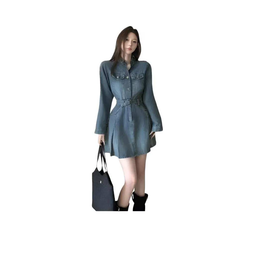 BIFH Синий Женский Длинный Рукав Платья