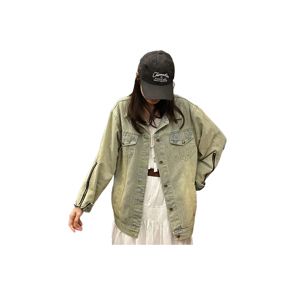 LANMOU Светло-зеленый Женский Джинсовый Куртка