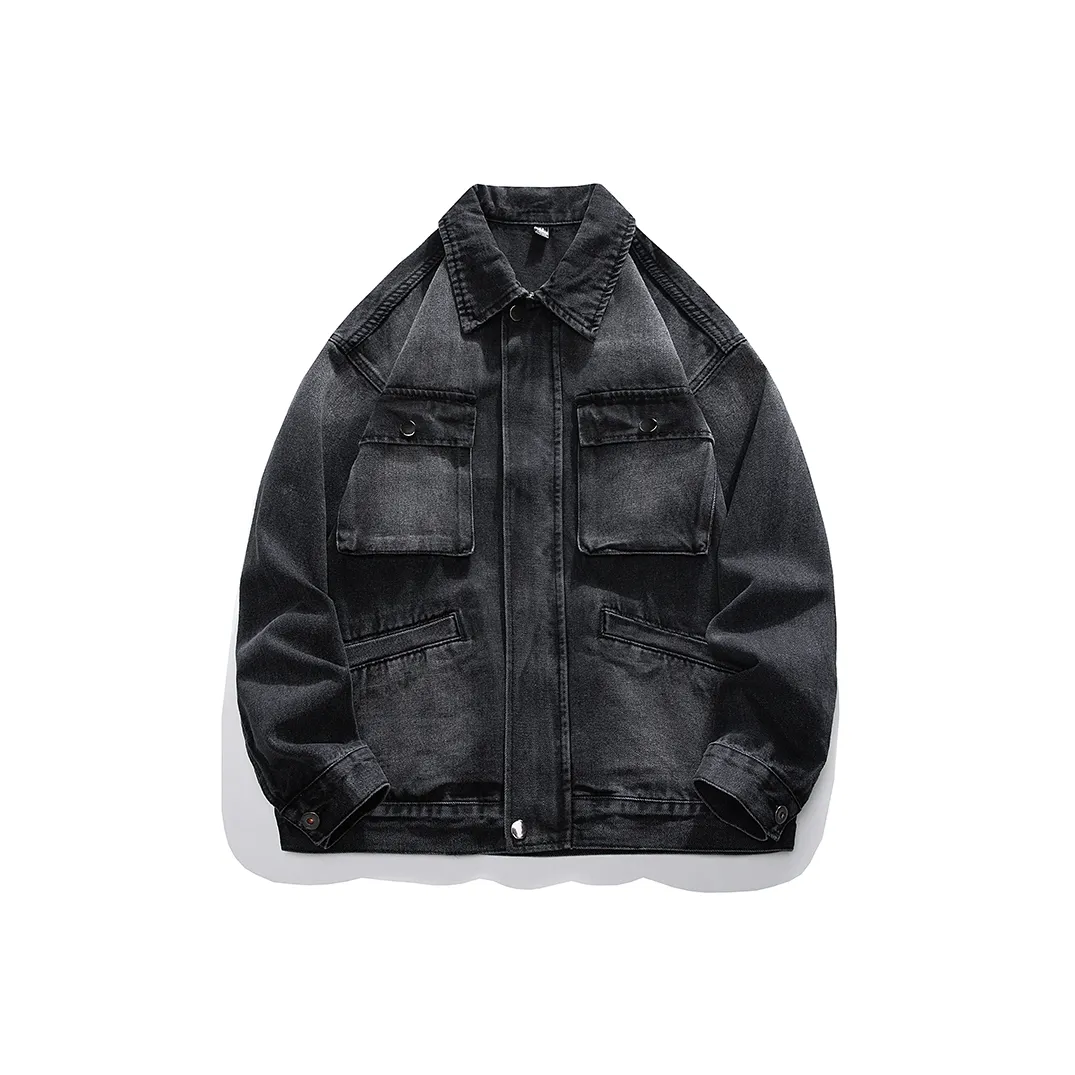 AZVK TBK S8898 Современный черный унисекс джинсовые куртки