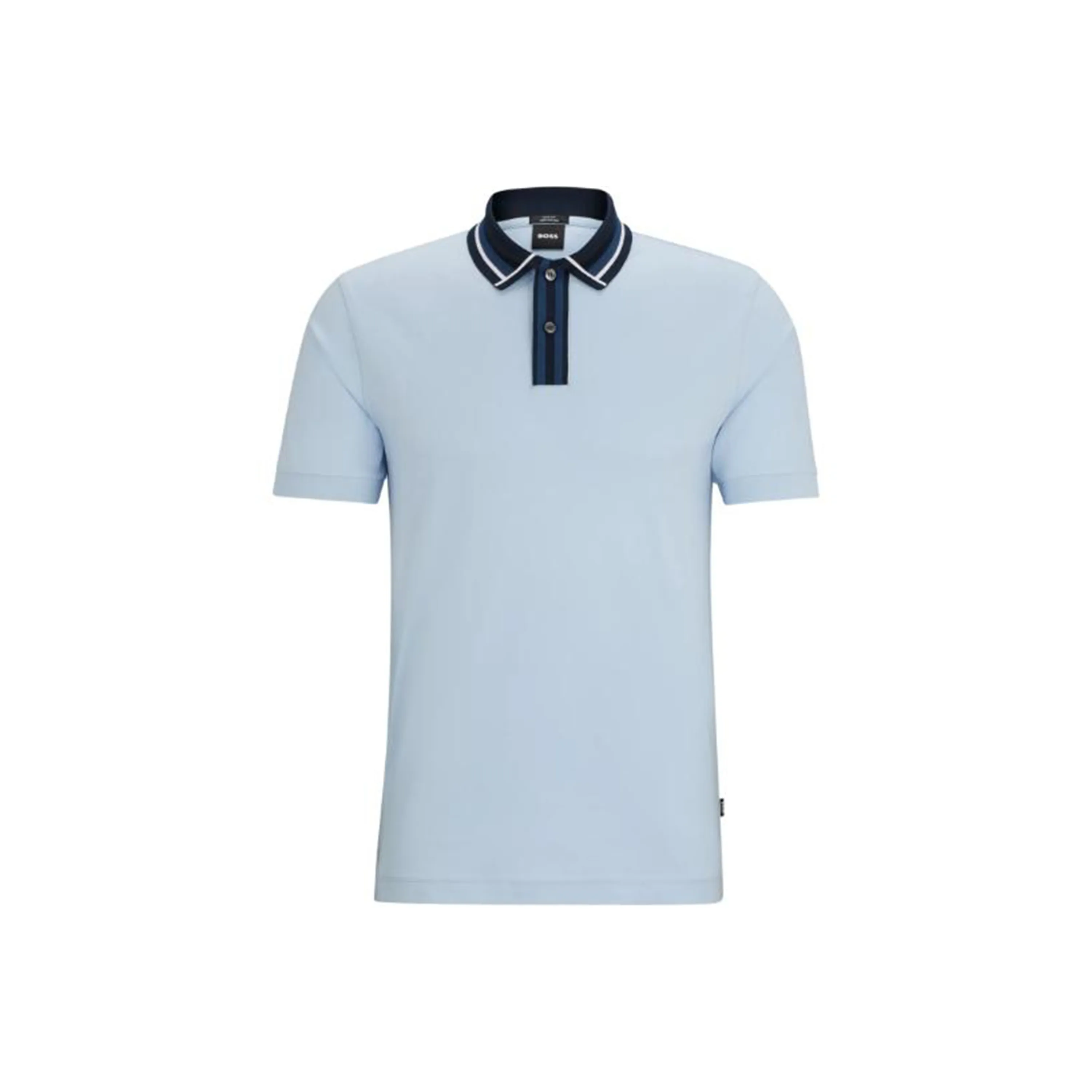 Hugo Boss Mercerised хлопок облегающий крой поло с контрастными полосами поло мужское светло-синий