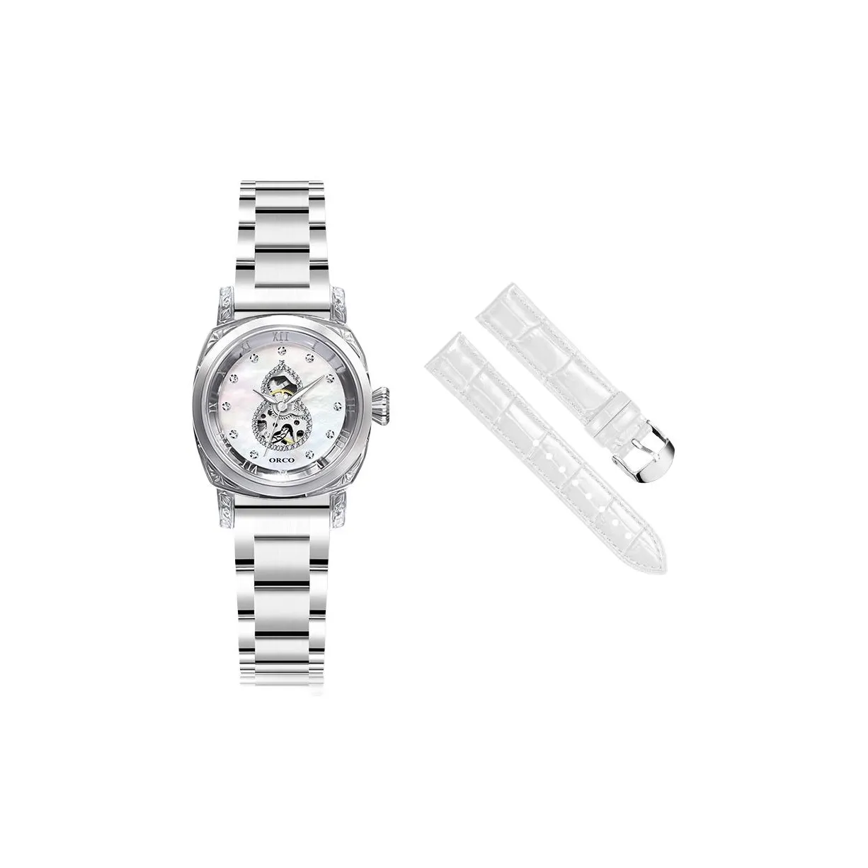 ORCO Автоматические механические часы Женские часы Белый циферблат