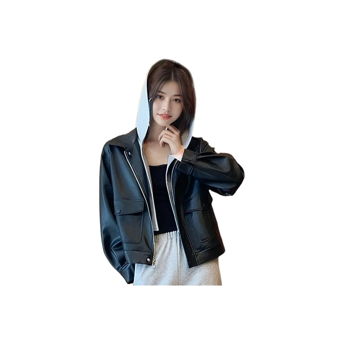 Amyway Черные Женские Кожаные Куртки