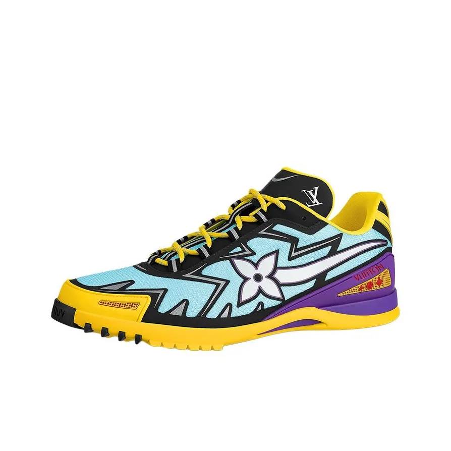 LOUIS VUITTON Sprint Casual Shoes Men Low Top Blue/Yellow/White