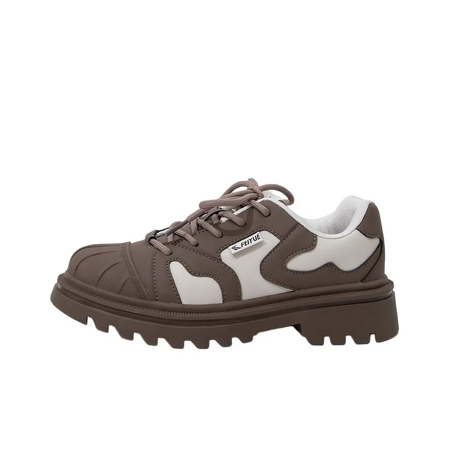 Feiyue Skateboard Shoes Women's Low Top Brown/Beige