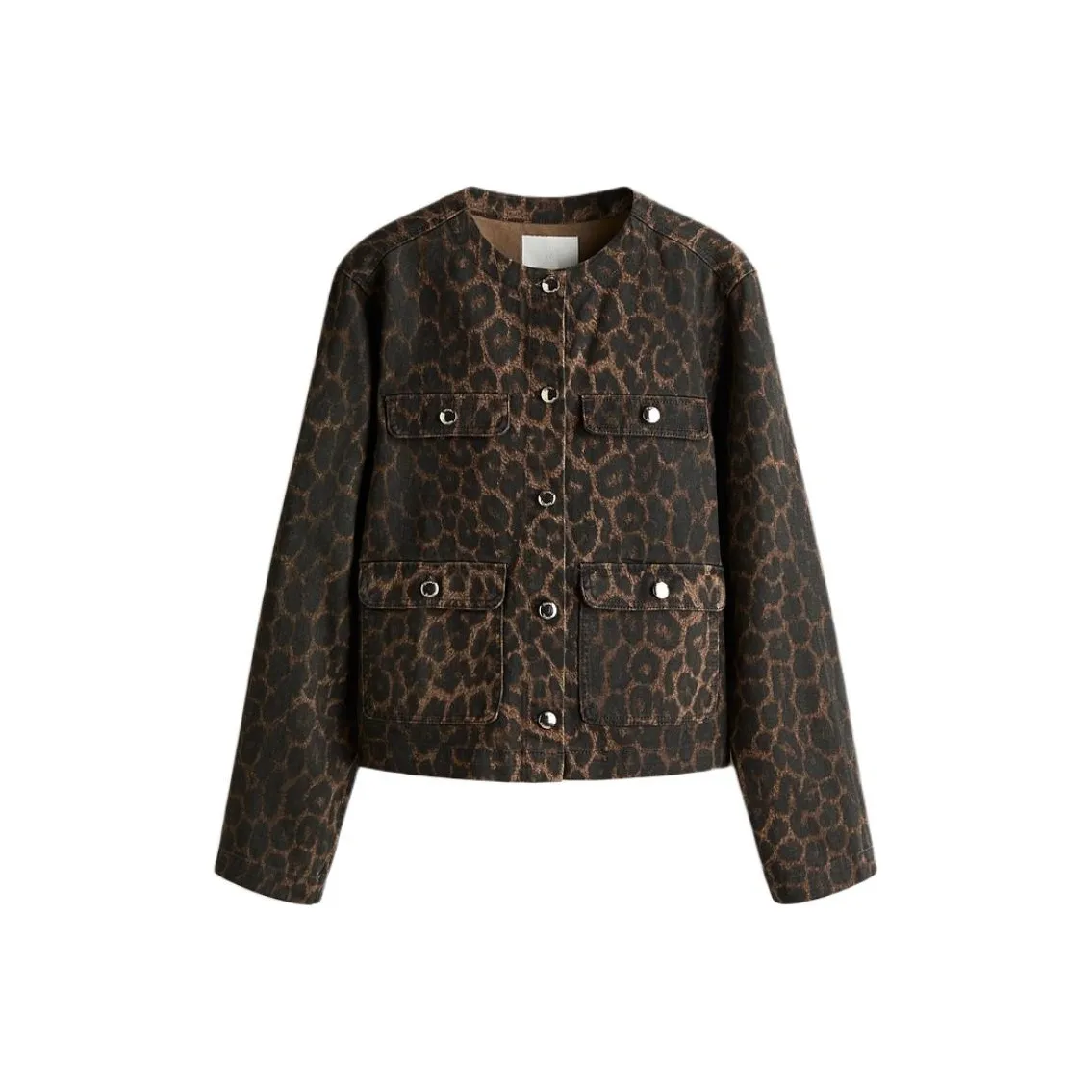 H M Темно-коричневый Леопардовый принт Женские Джинсовые куртки