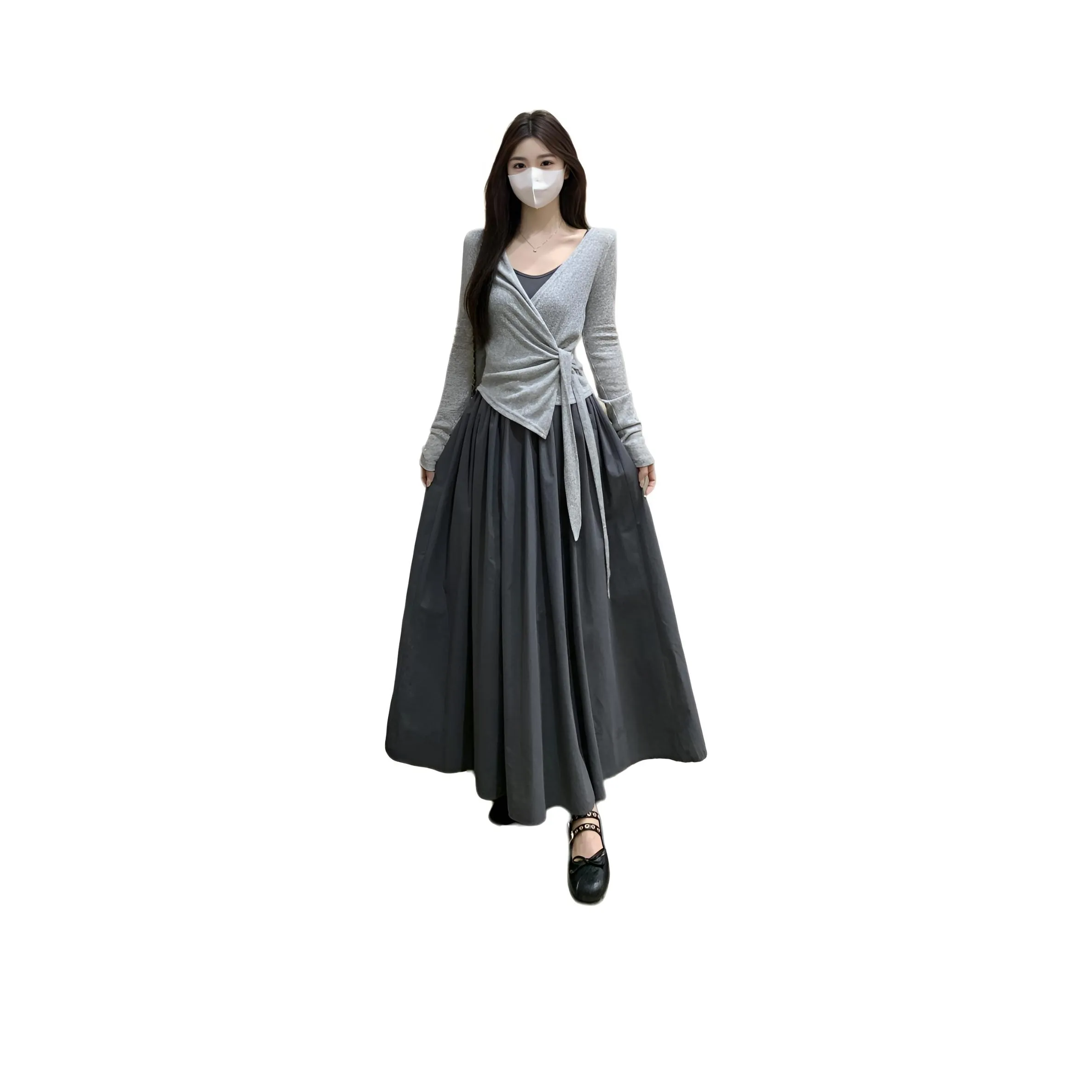 HTHK Длинное платье с длинными рукавами женское