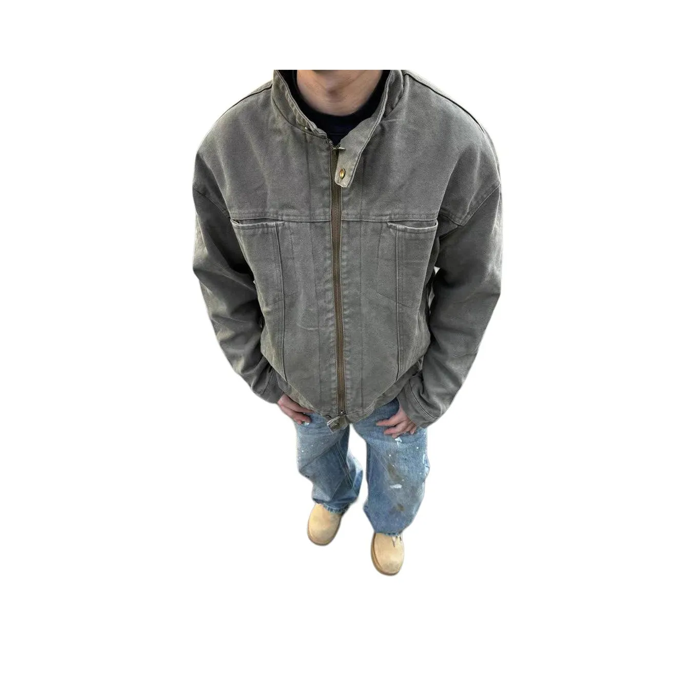LINGSHI Серый Зеленый Унисекс Джинсовые Куртки