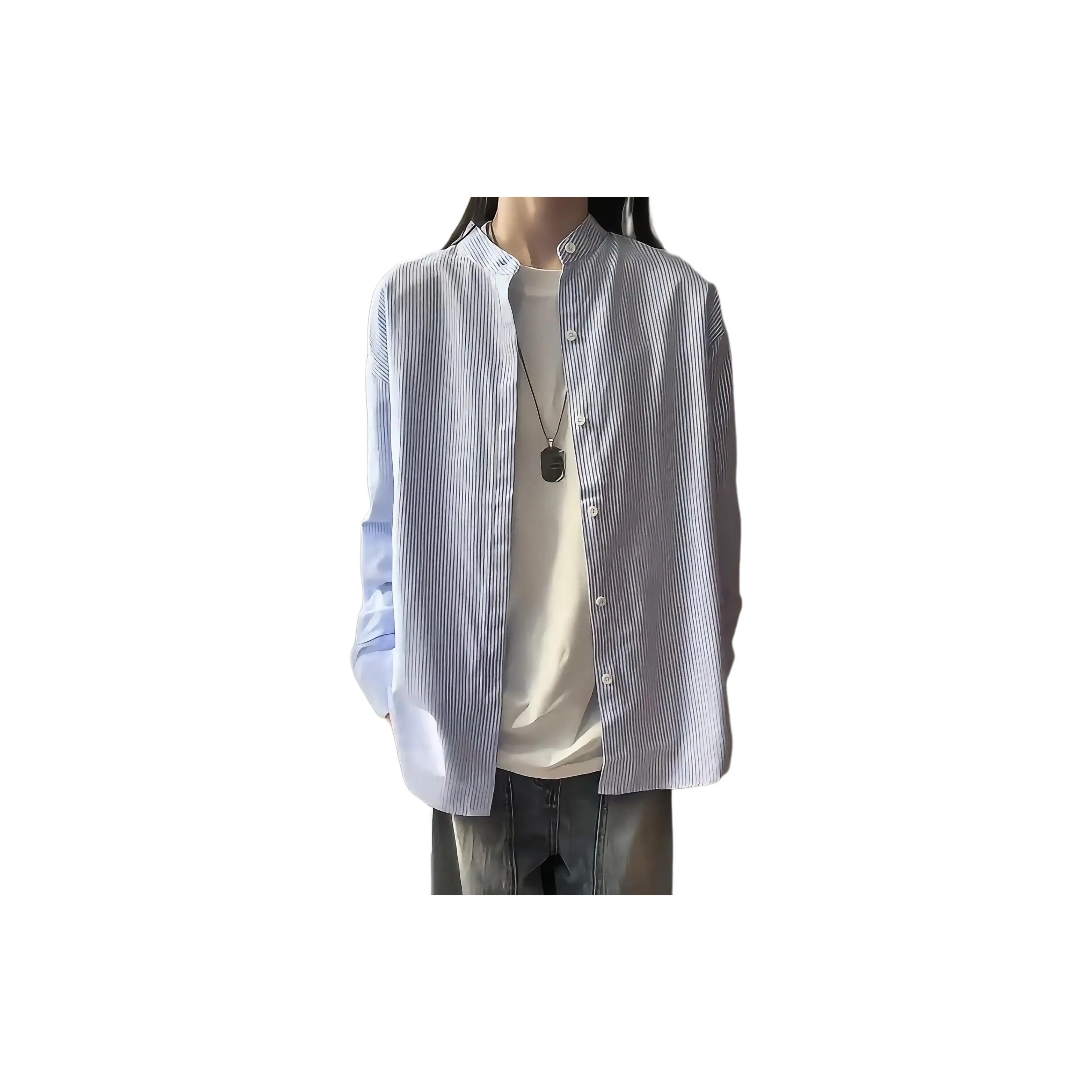 SOUL WORKER Синие Белые Полосатые Унисекс Рубашки