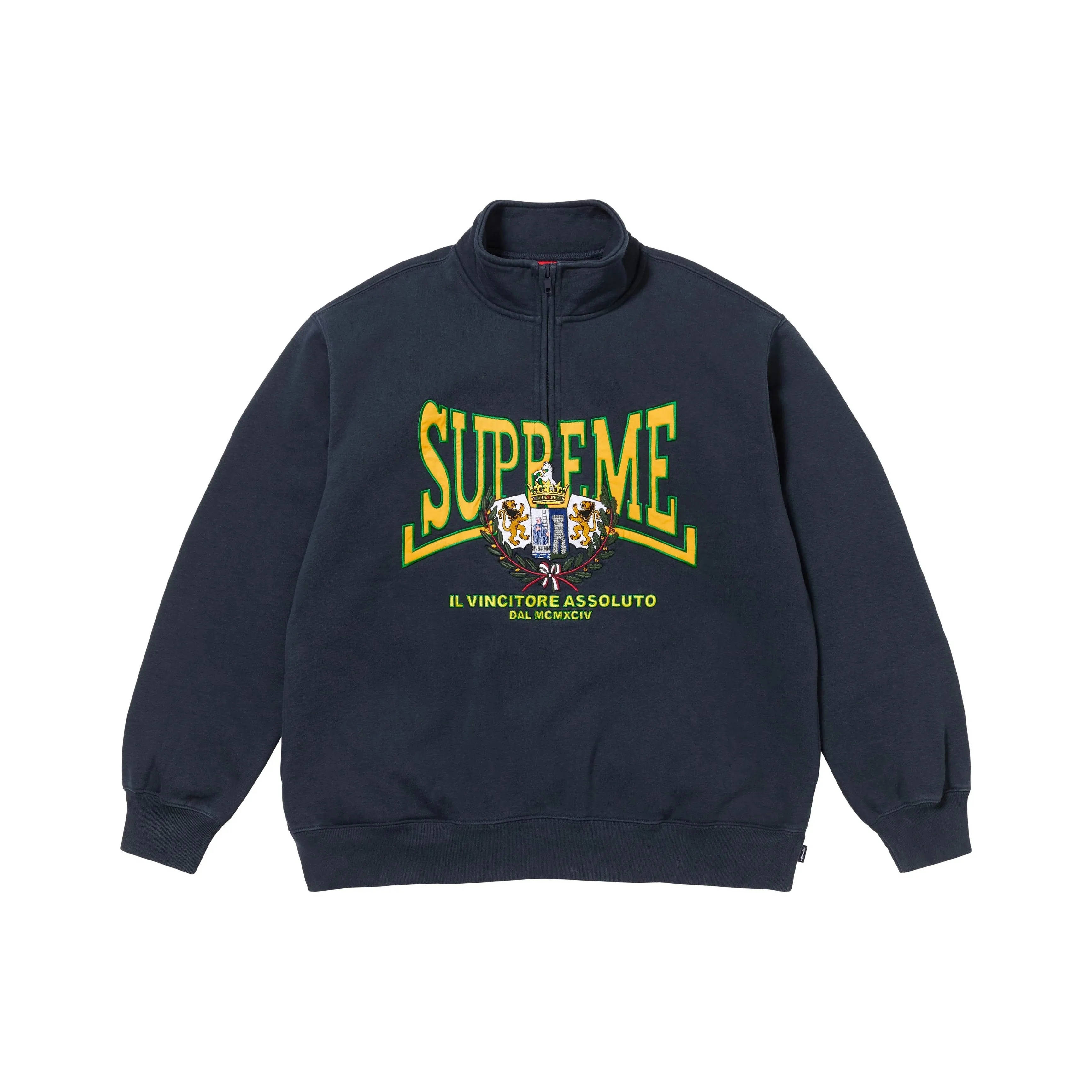 Supreme FW25 WEEK3 Crest Аппликация Полузастежка Пуловер Свитшот Унисекс