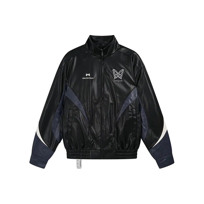 SMILEREPUBLIC Осенний Многоцветный PU Кожа Куртка Унисекс