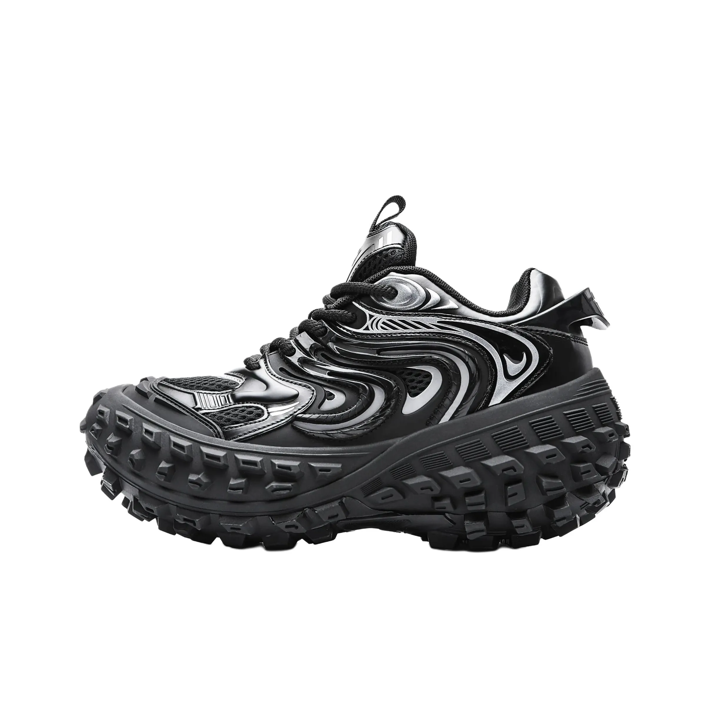 BLVCK PARIS Dark Night Series Толстая подошва Низкие кеды Черные Унисекс