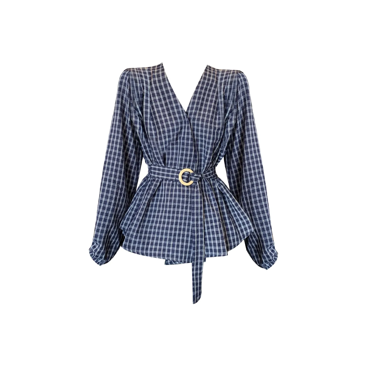 Olivia Share777 Blue Plaid Women's Shirts