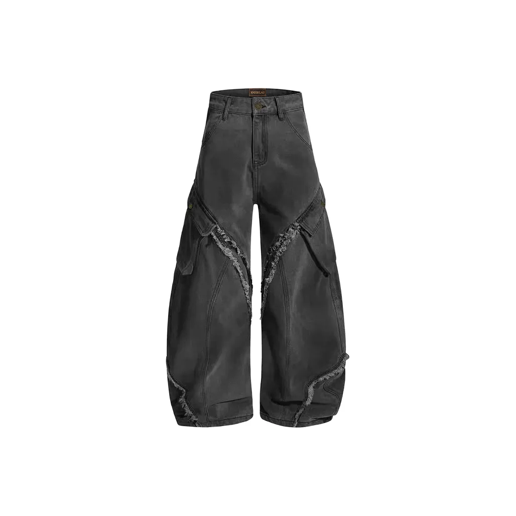 SNEIKLAU Черный Серый Цвет Унисекс Джинсы