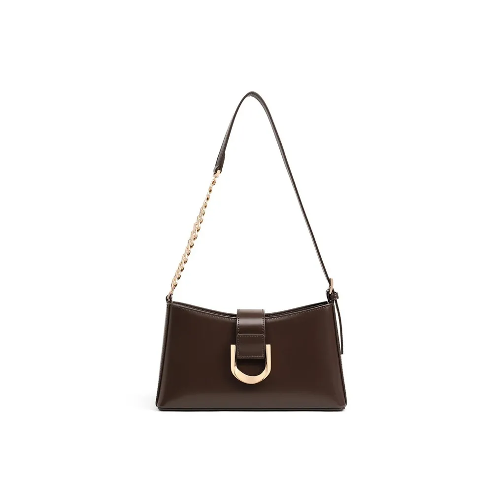 OUBOTE Сумка через плечо из коровьей кожи женская винно-кофейного цвета