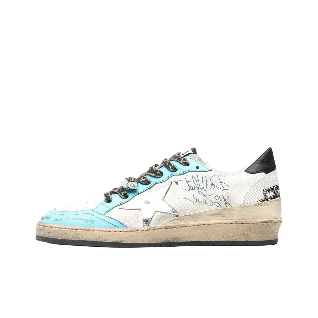 Golden Goose Ball Star Skateboard Shoes Men Low-Top White/Blue