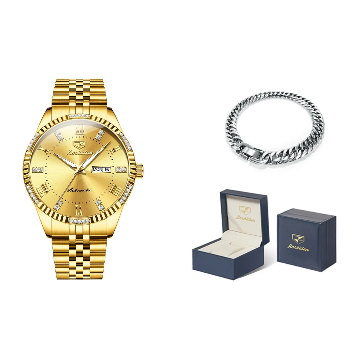 Jin Shi Dun Механические Мужские Часы 42 мм Белые