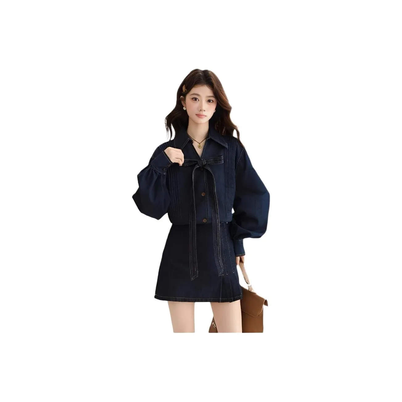 BIFH Деним Топ+Юбка Женские Комплекты с Юбкой