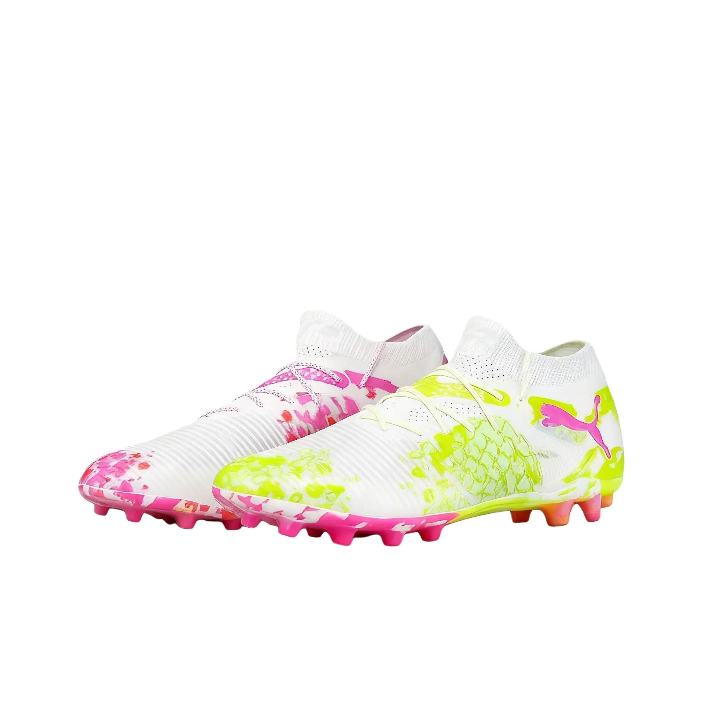 PUMA Future 8 Ultimate Устойчивые к истиранию Дышащая Подкладка Поддержка Футбольные бутсы Мужские Розовый Желтый