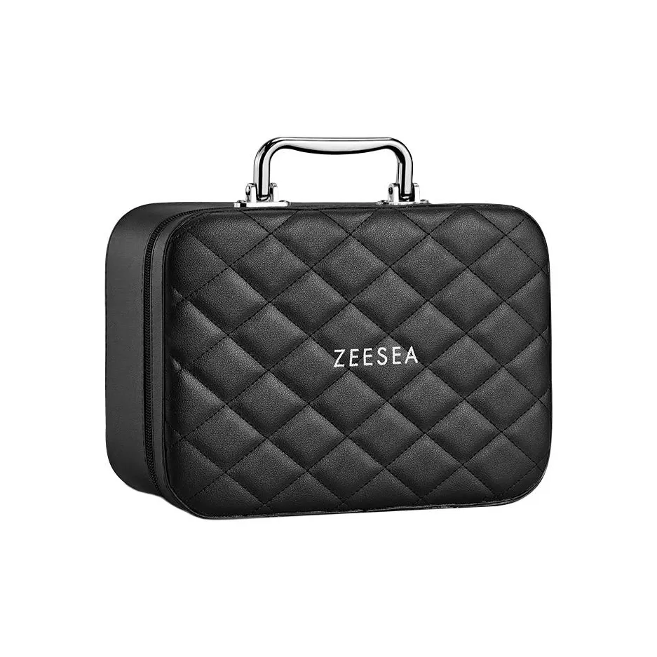 ZEESEA Черный бриллиант Клетчатый Большой объем Сумка Makeup Bag Макияж Case Портативный