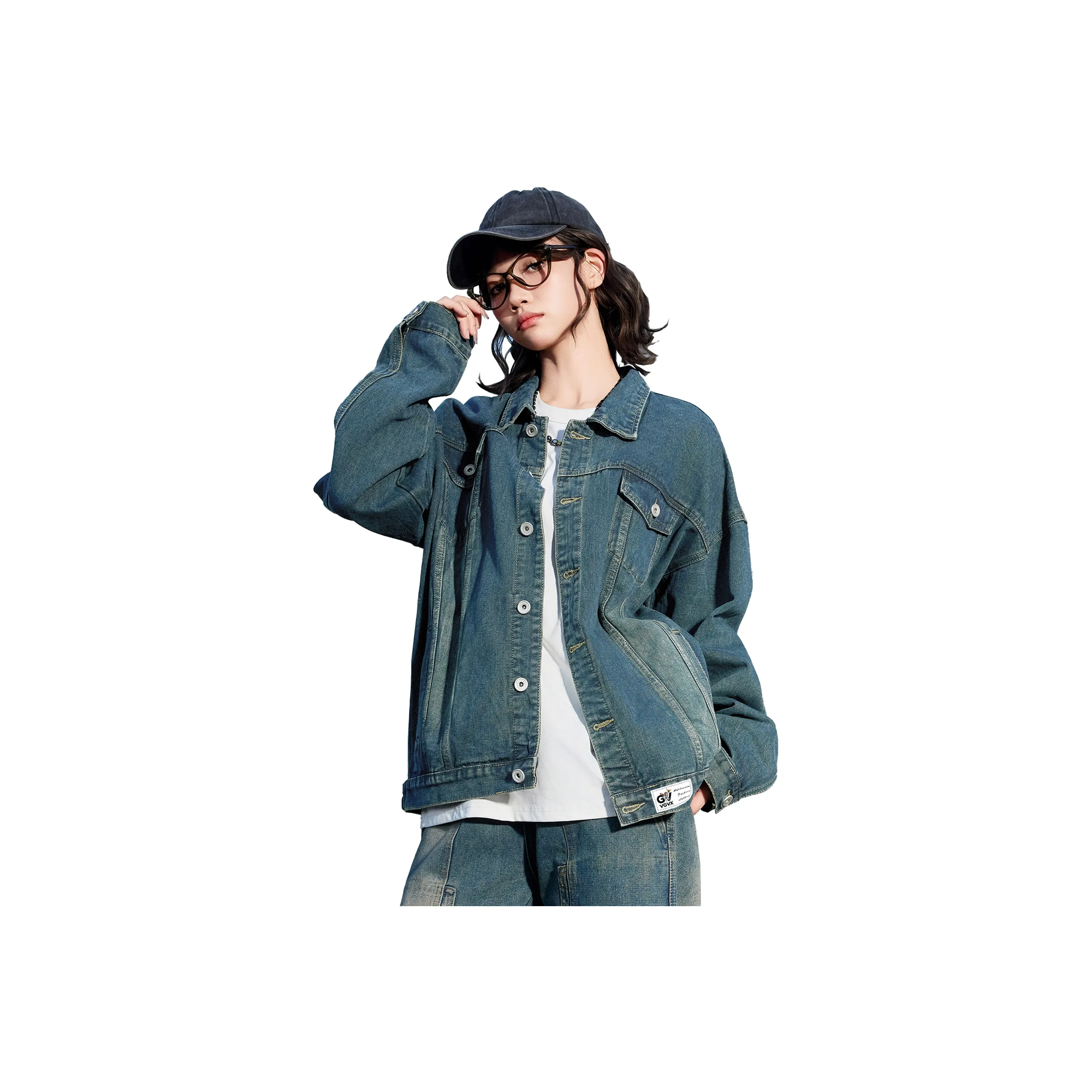 VGVX Ностальгический зеленый унисекс джинсовые куртки