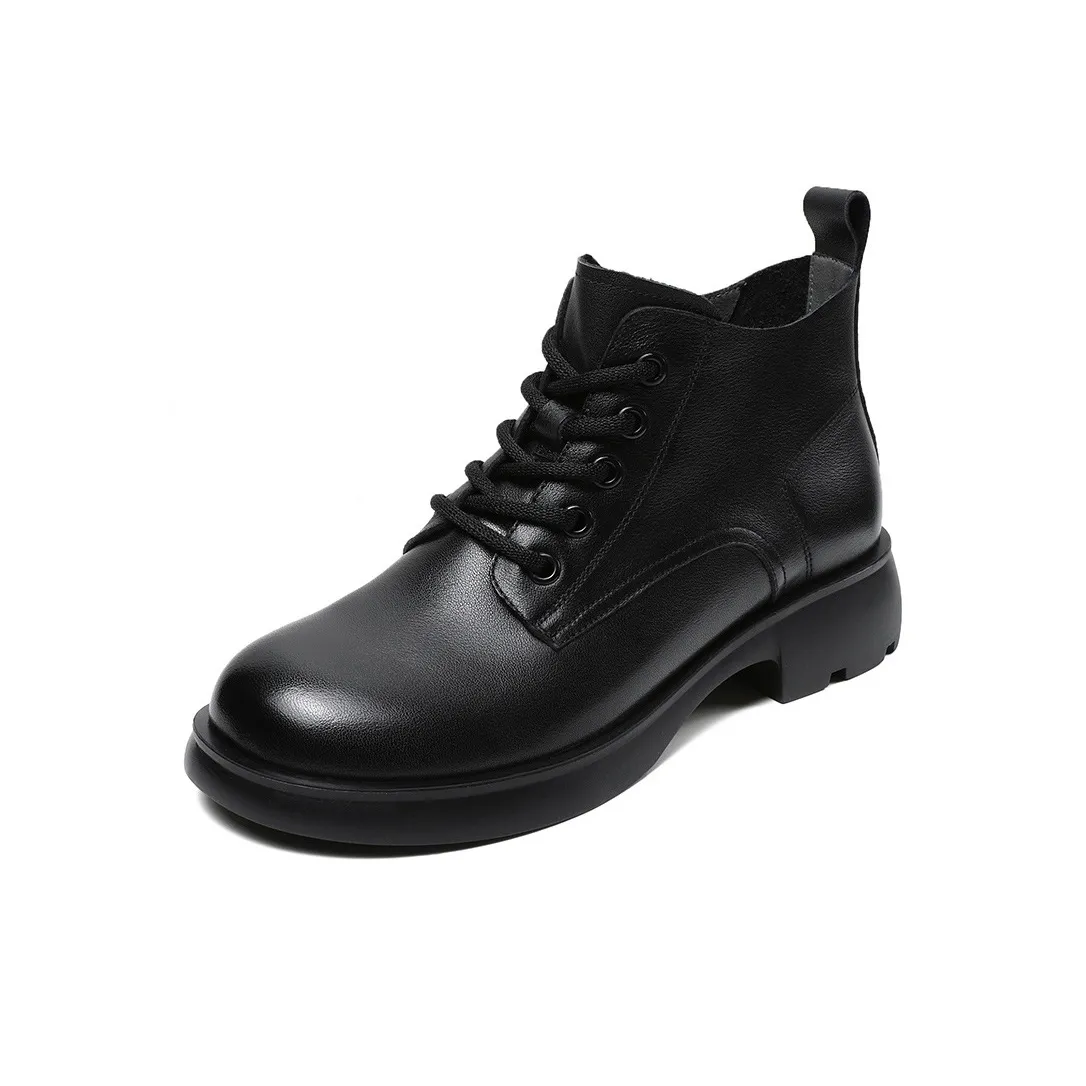 H2 Лицевая коровья кожа Удобный Винтаж Женская обувь Британский визуально увеличивает рост Универсальный Ботильоны Женские