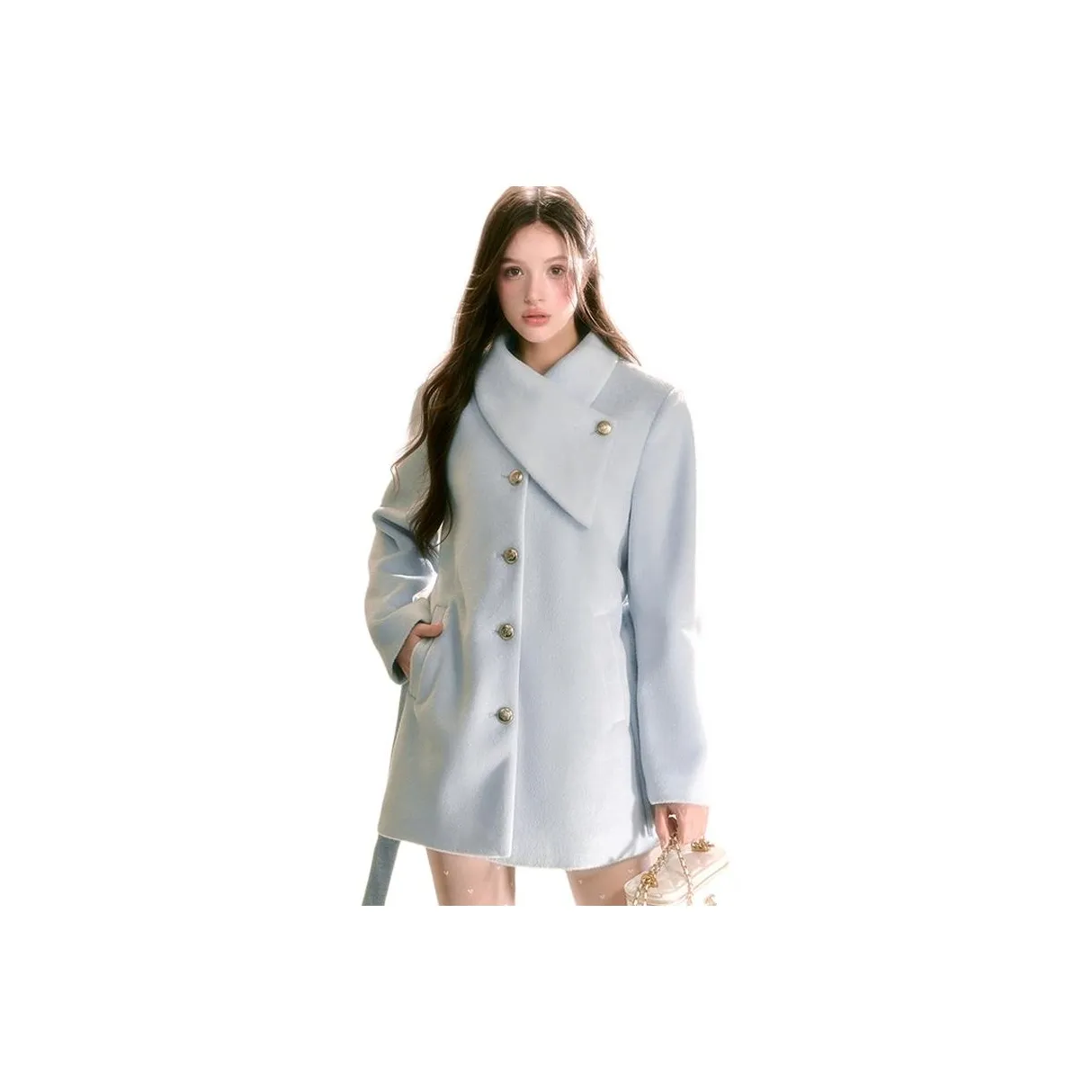 QINGYING Светло-синий Женский пальто