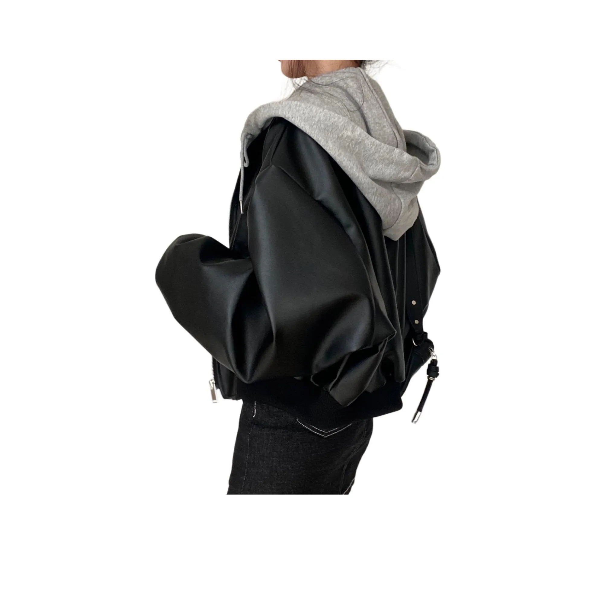 Mu Qingqing Кожа Куртка Женская