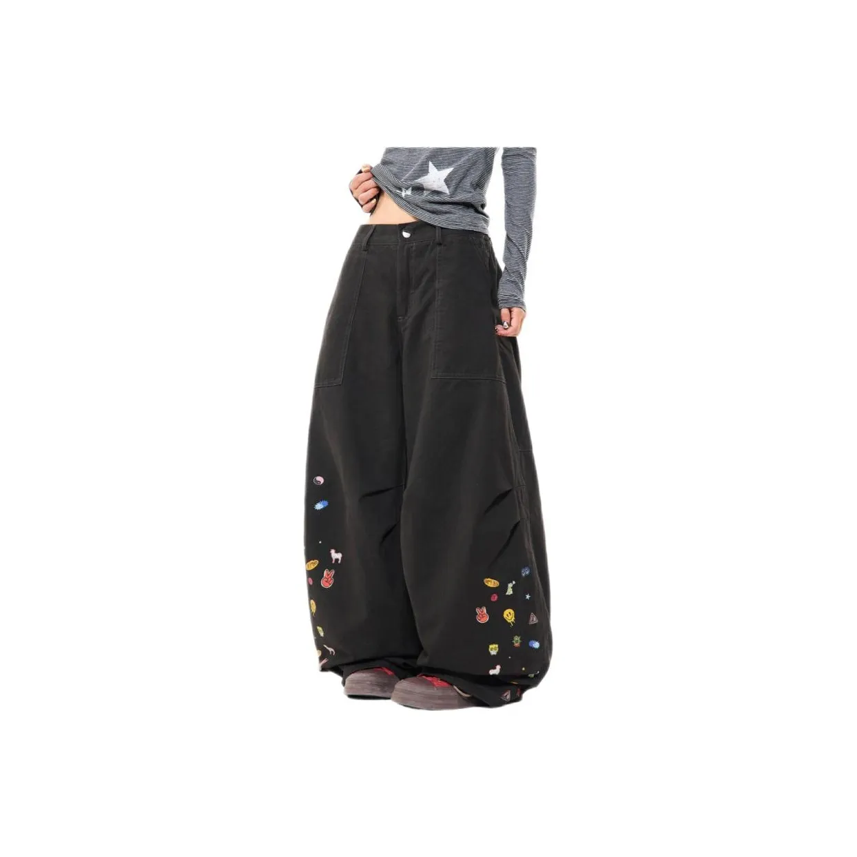 TONYBEAR Черный Серый Цвет Женские Повседневные Штаны