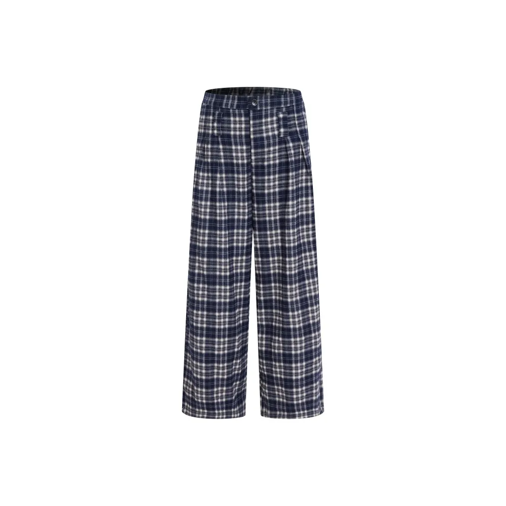 HEYABC Синие Белые Клетчатые Брюки Женские Повседневные Брюки