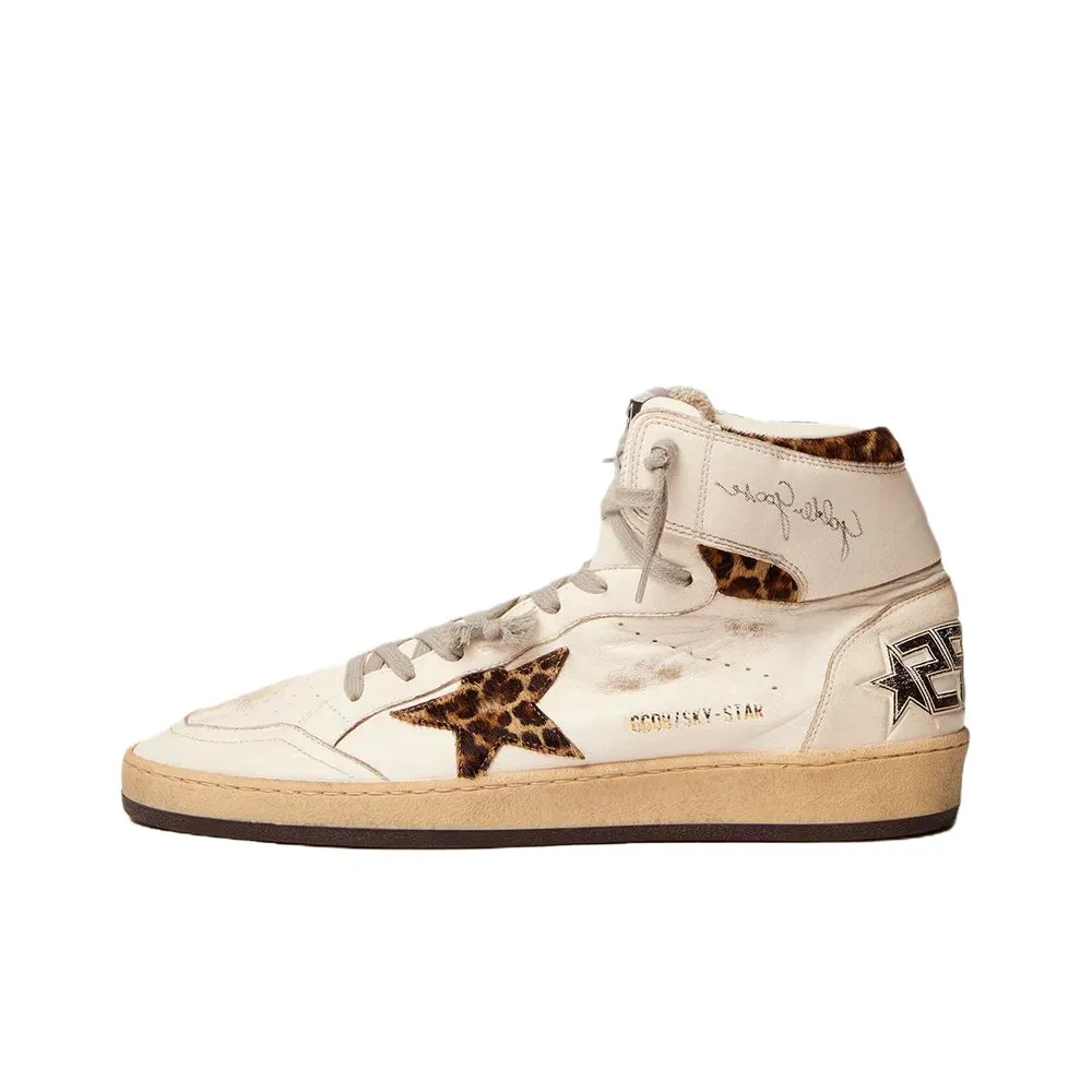 Golden Goose Sky Star Skateboard Shoes Women's High Top White