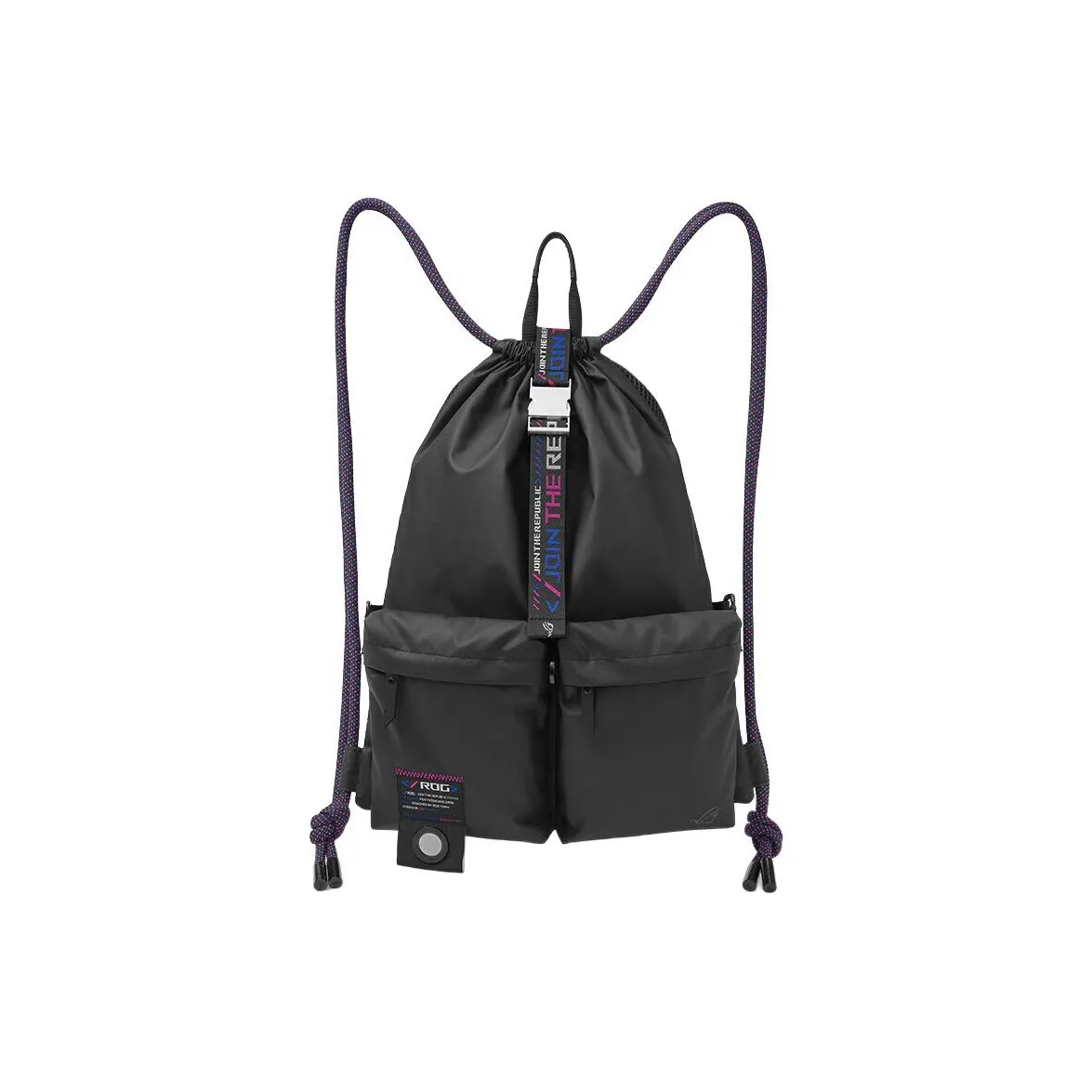 ROG Полиэстер ПУ (полиуретан) Переработанный полиэстер Многофункциональная сумка на шнурке Цифровой мешок для хранения Спортивная сумка среднего размера унисекс черный