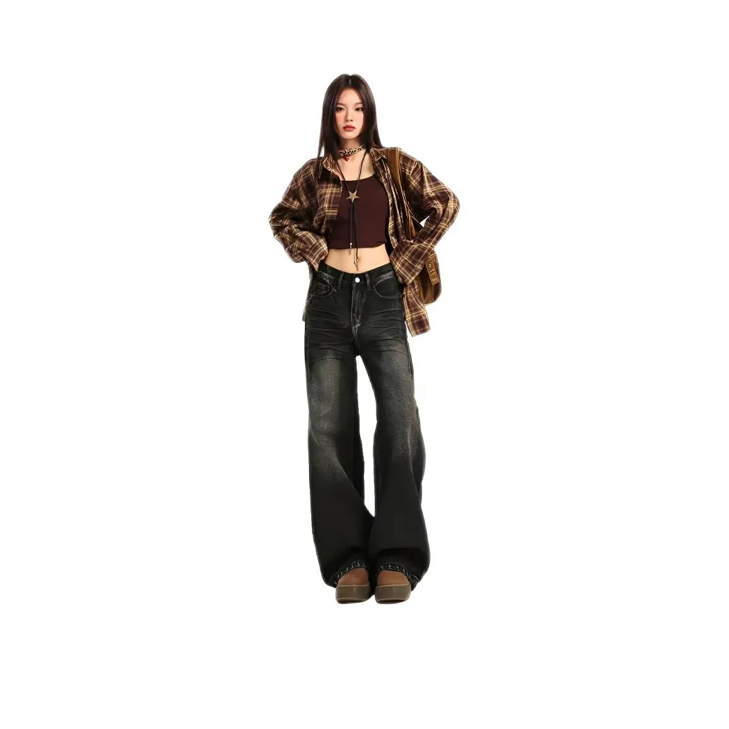 MUMUTU Черный Серый Цвет Женские Джинсы