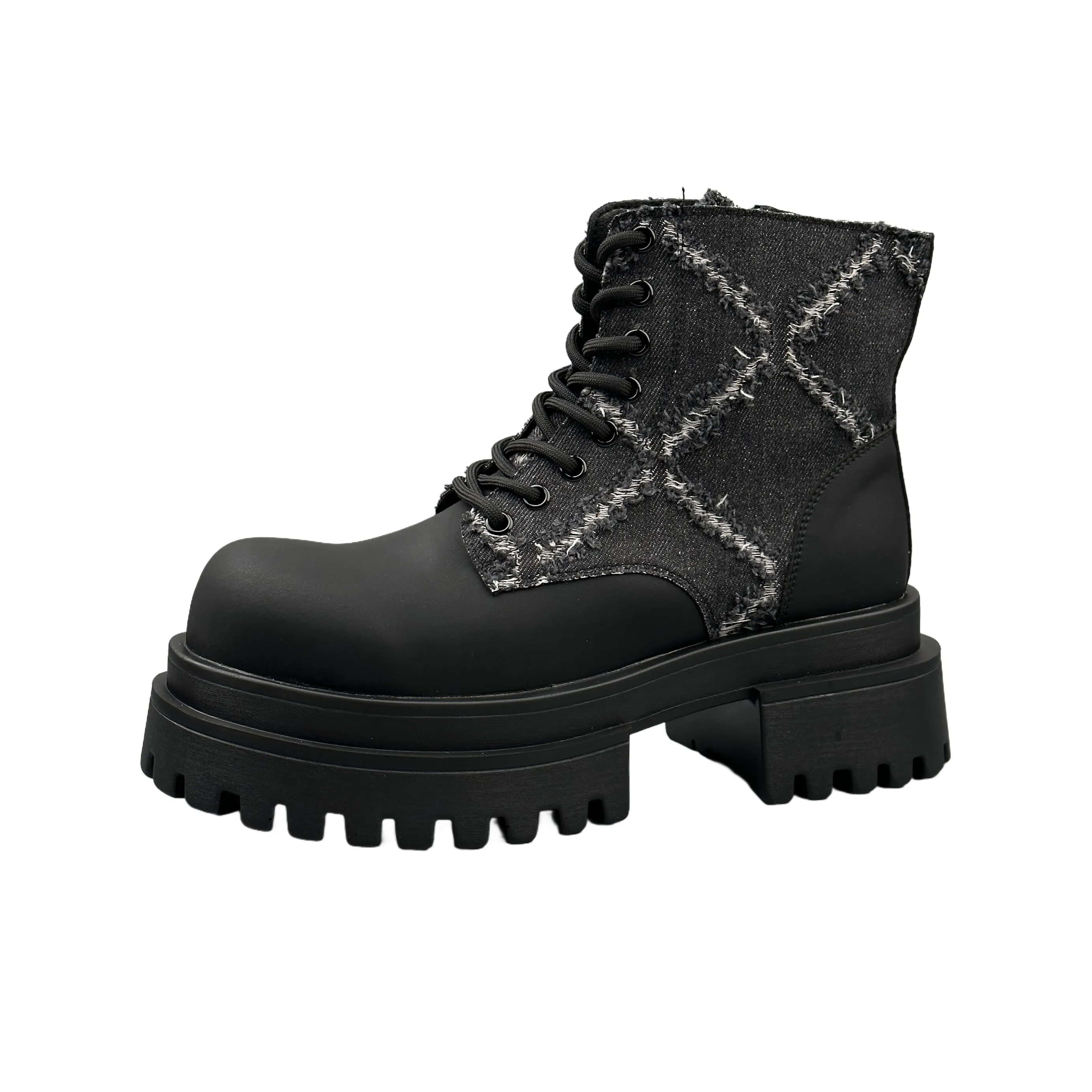 ZUOSAISI Martin Boots Black Fabric Matte Men's