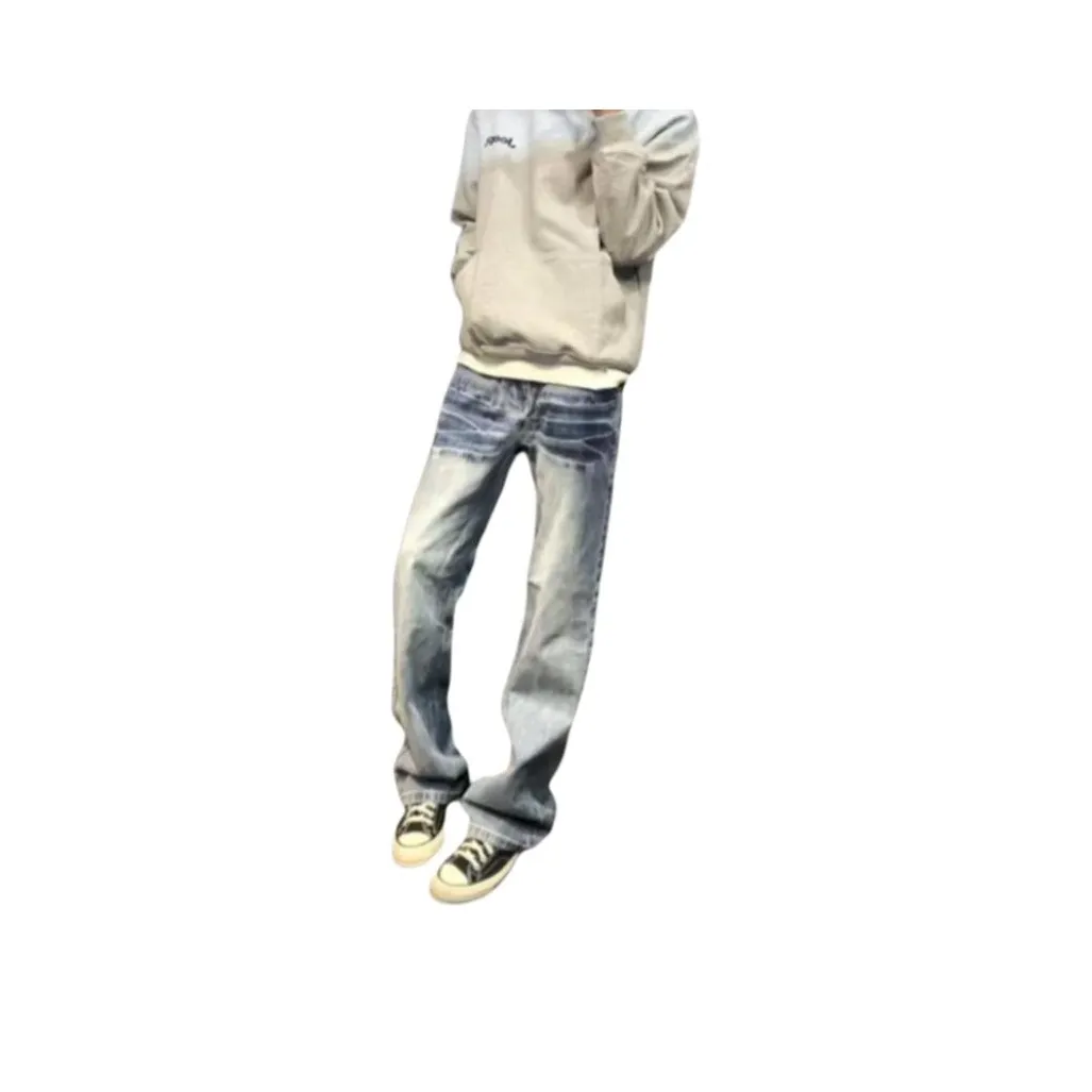 DAFK Ice Blue Semi Elastic Waist Men's Jeans DAFK Джинсы для мужчин с ледяным синим цветом полуперфорированным эластичным поясом