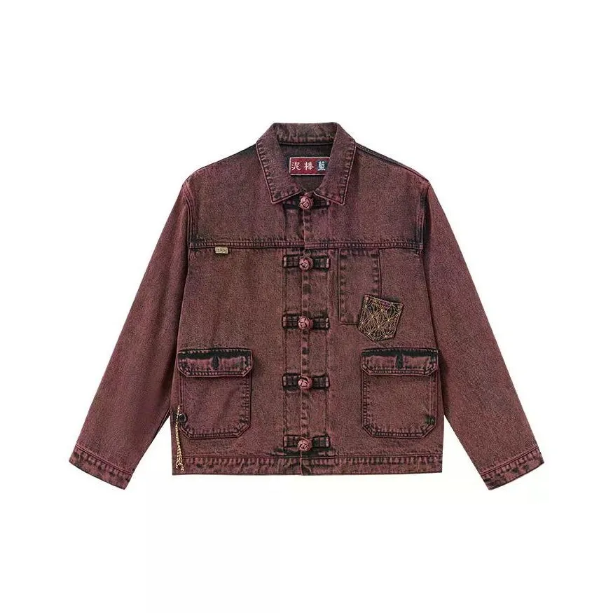 ONIARAI Темно-красный Мужской Джинсовые куртки