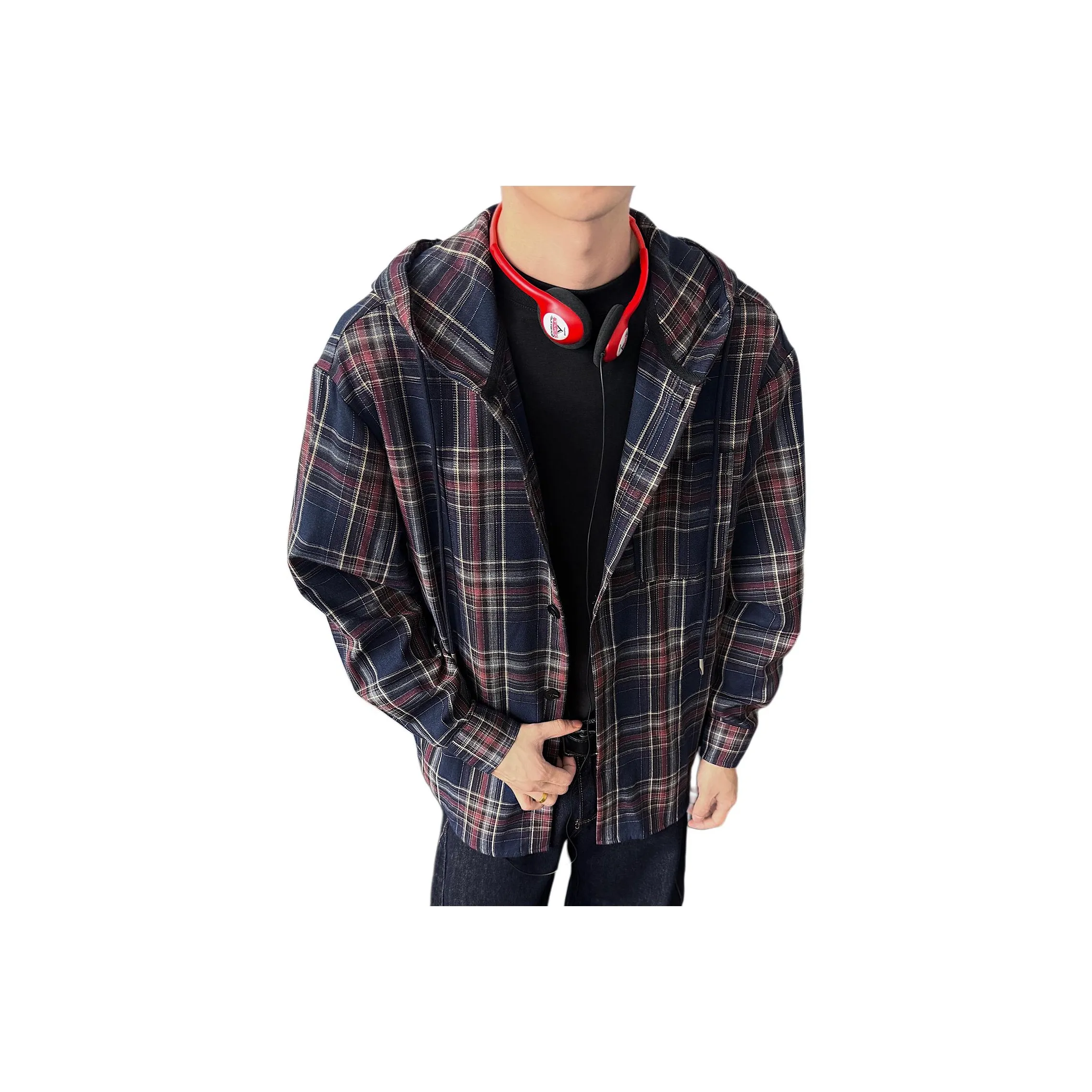 MEIPIN TANG Темно-синяя рубашка в клетку унисекс