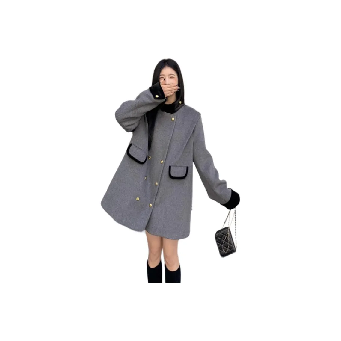 LADYXIEXIE Серый Женский Тренч