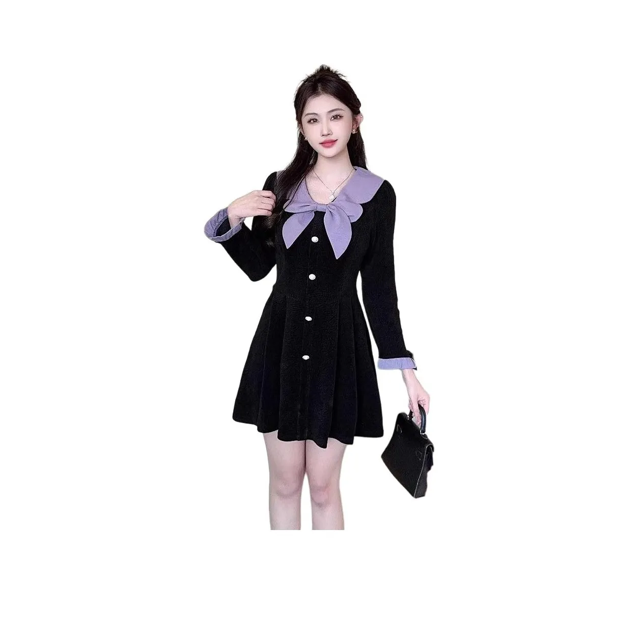 9c collective Черное платье Женское Длинное с рукавами Платья