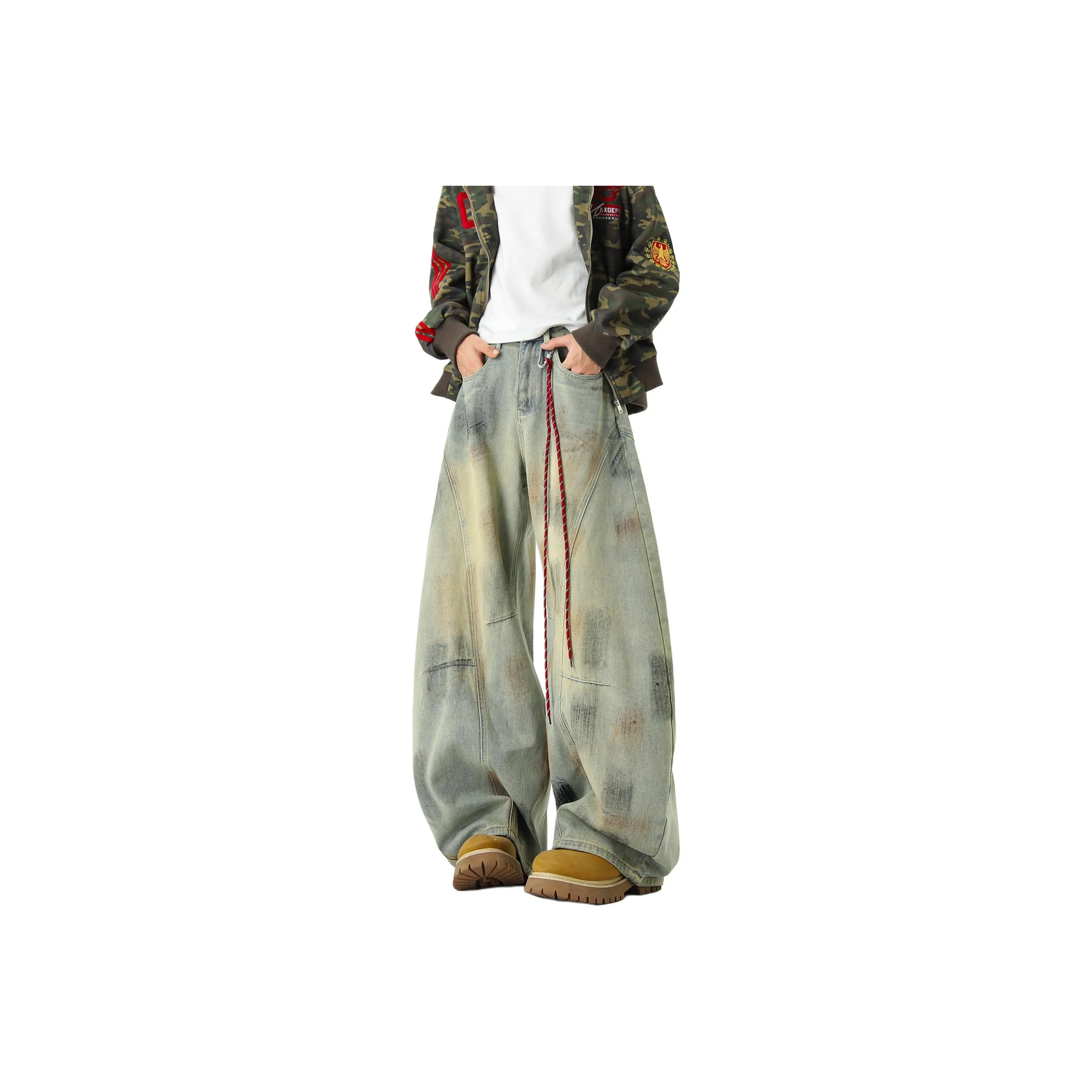 RVANGUARD Dirty Окрашенные Синие [Включает Шнурок] Унисекс Джинсы