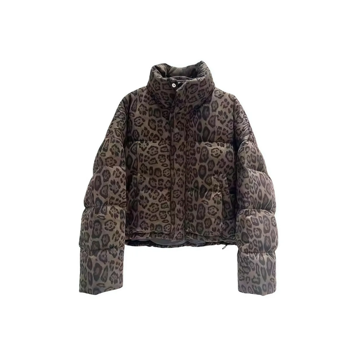 SNZX Кофейный леопард с принтом хлопковый пуховик женский пуховая куртка (пуф)