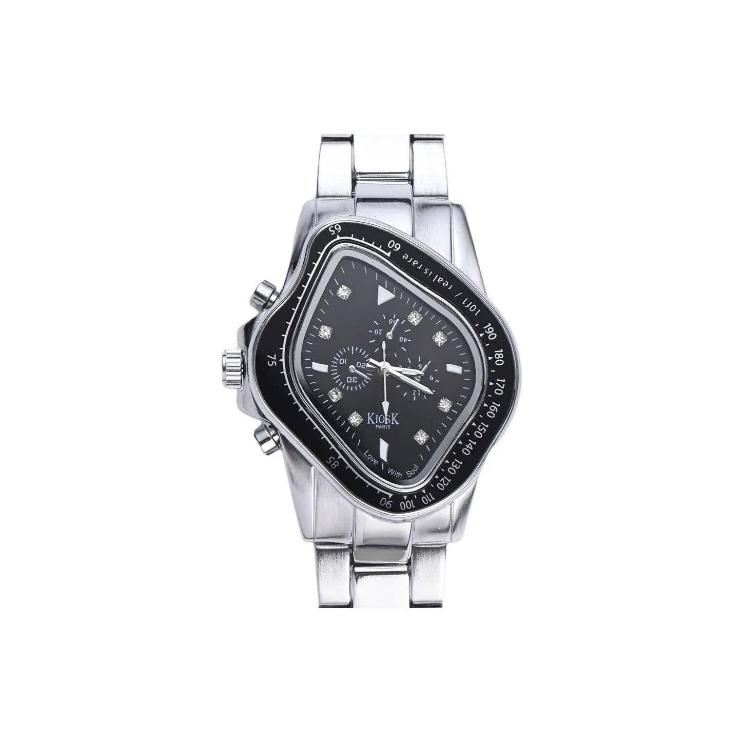 KIOSK Irregular Shape Niche Concept Watch Кварцевый механизм Нержавеющая сталь Ремешок Часы Унисекс Синий циферблат