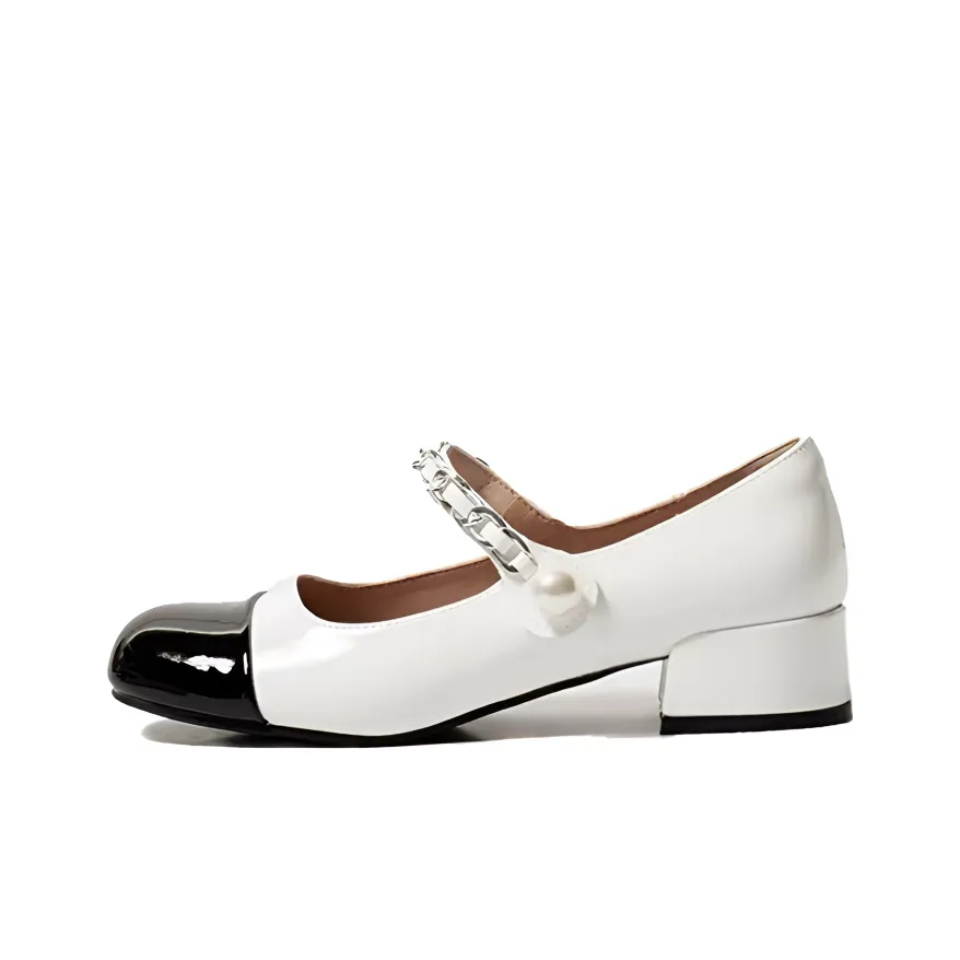 7 SEVFUN Французский CHANEL Inspired Elegant Elegance Преппи стиль грубый каблук туфли Мэри Джейн 5 см женские