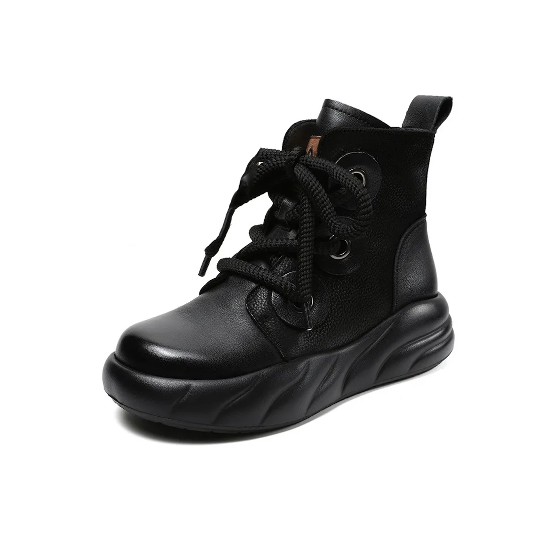 H2 Лицевая коровья кожа Термическая платформа Универсальный тип обуви Британский винтаж Женская обувь Ботильоны Женские